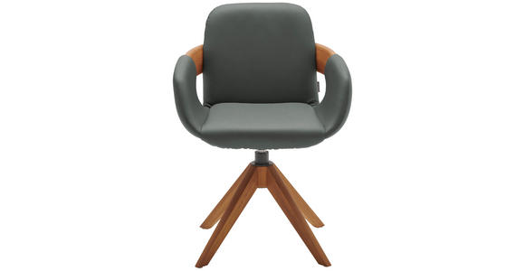 ARMLEHNSTUHL  Lederauswahl, Stoffauswahl, Typenauswahl, Sitzfläche 360° drehbar, automatische Rückholfunktion  Echtleder  - Eichefarben/Cognac, Natur, Leder/Holz (60/86/60cm) - Valnatura