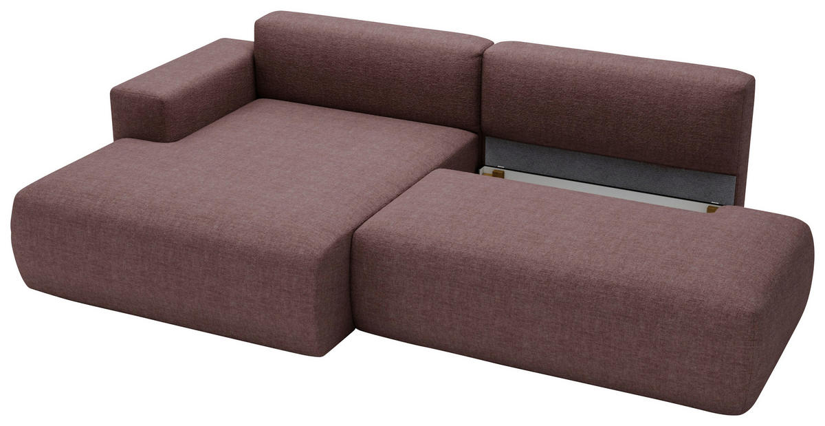 ECKSOFA Chenille Beere  - Beere/Schwarz, Design, Kunststoff/Textil (160/284cm) - Livetastic