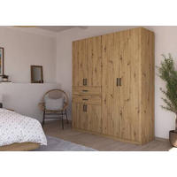 DREHTÜRENSCHRANK  in Eiche Artisan  - Eiche Artisan/Grau, MODERN, Holzwerkstoff/Kunststoff (180/210/54cm) - Rauch Möbel