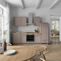 KÜCHENBLOCK Frame 270 cm  in Eichefarben, Beigebraun  - Edelstahlfarben/Eichefarben, MODERN, Holzwerkstoff/Metall (270cm) - Nobilia