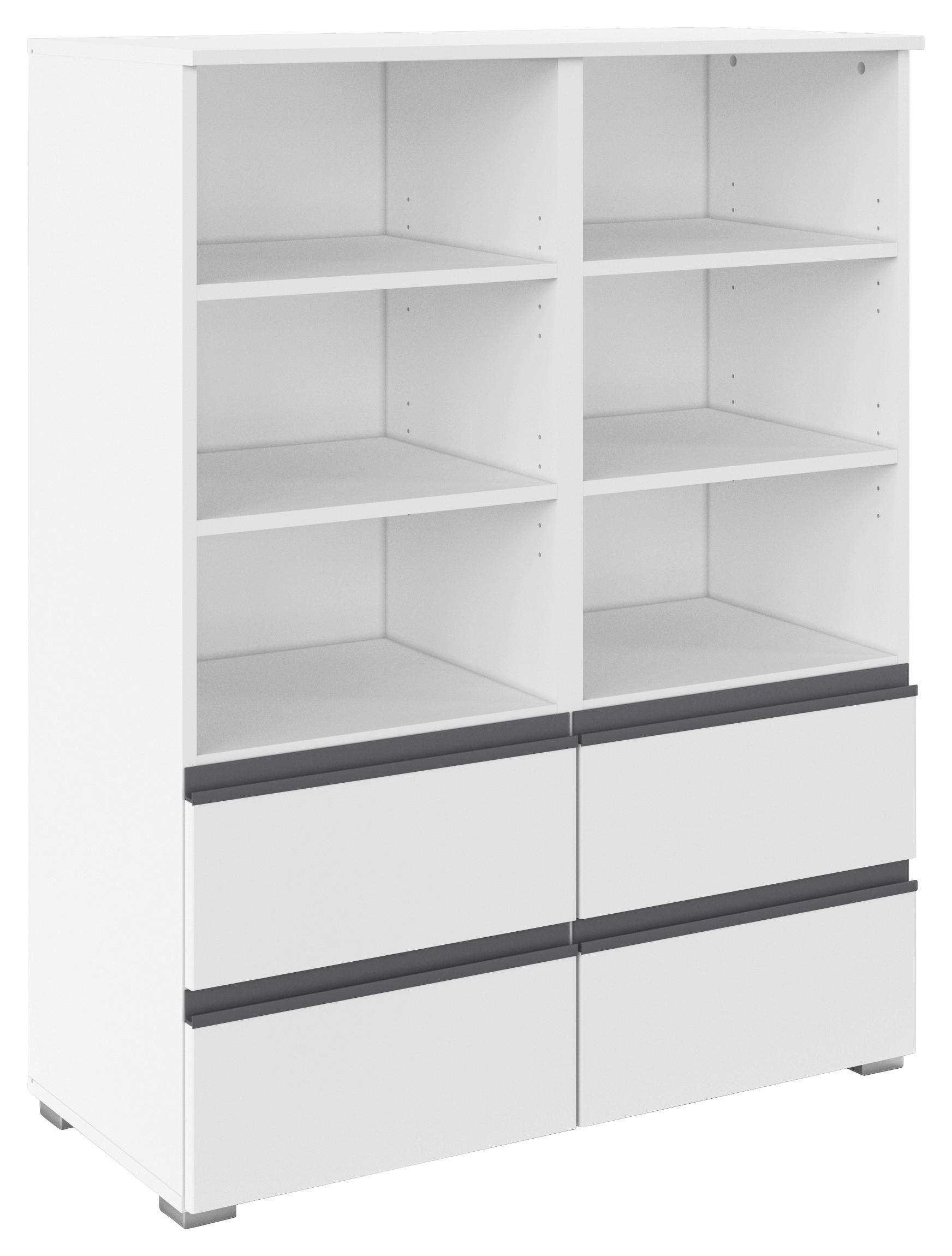 REGAL Weiß  - Silberfarben/Weiß, Trend, Holzwerkstoff/Kunststoff (93/119/42cm) - Xora