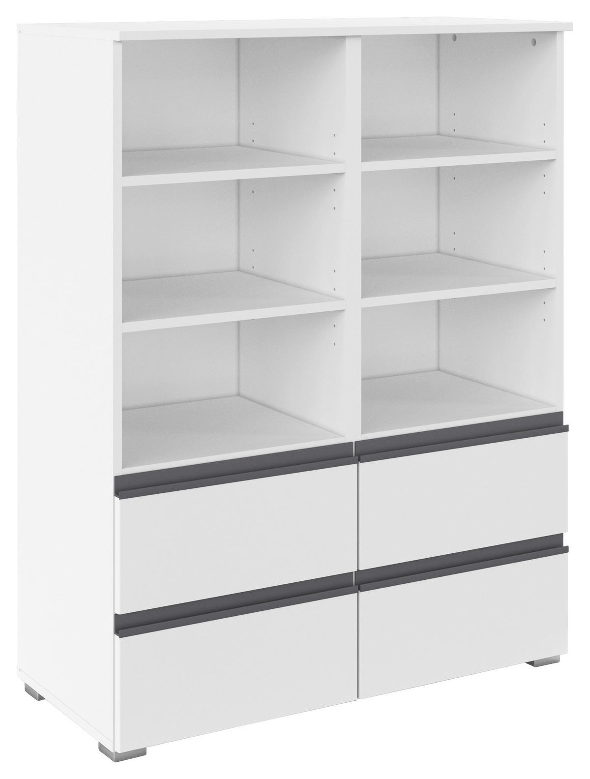 REGAL Weiß  - Silberfarben/Weiß, Trend, Holzwerkstoff/Kunststoff (93/119/42cm) - Xora