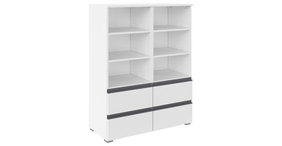 REGAL Weiß - Silberfarben/Weiß, Trend, Holzwerkstoff/Kunststoff (93/119/42cm) - Xora