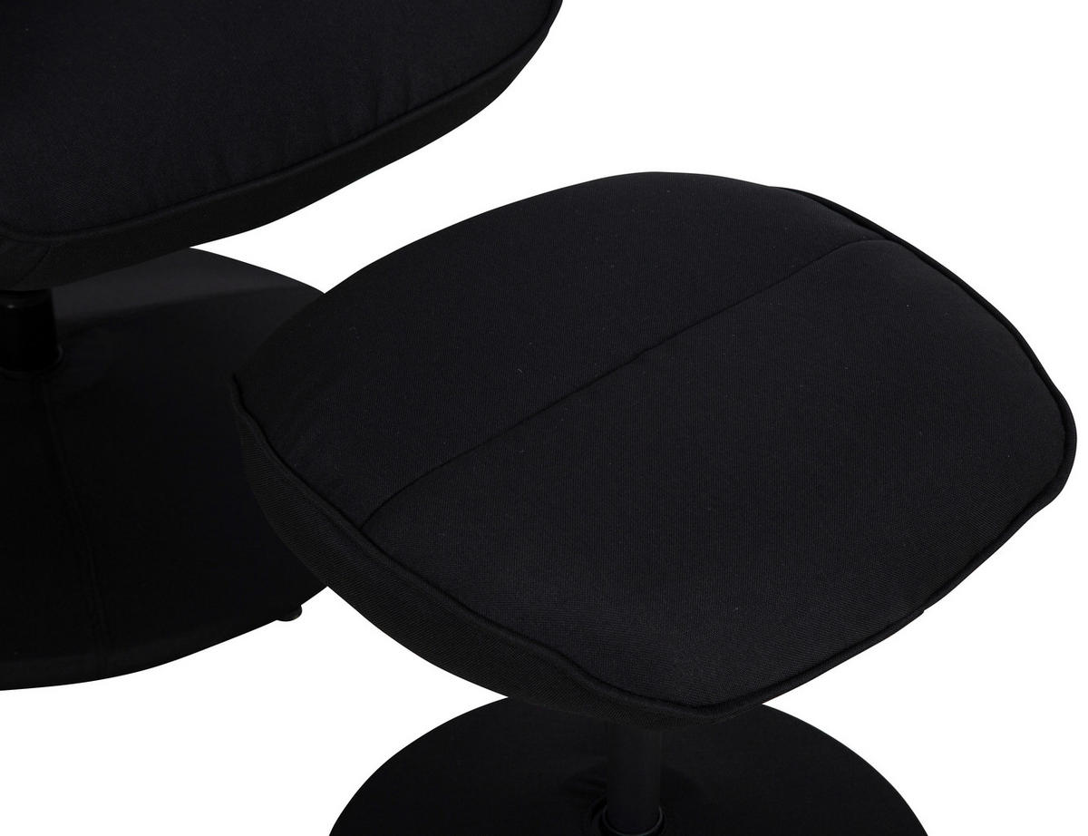 RELAXSESSELSET Leinenoptik Hocker    - Schwarz, MODERN, Textil/Metall (68/96.5/76cm) - P & B