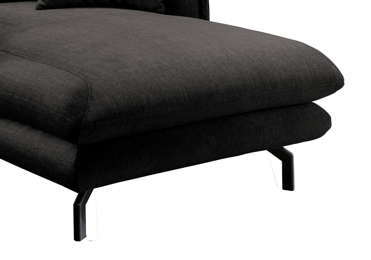 XXL-SESSEL in Velours Anthrazit  - Anthrazit/Schwarz, Modern, Textil/Metall (111/101/167cm) - Livetastic
