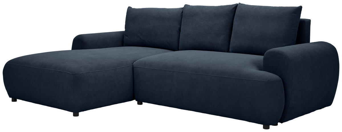 ECKSOFA Dunkelblau Webstoff  - Schwarz/Dunkelblau, MODERN, Kunststoff/Textil (175/265cm) - Carryhome