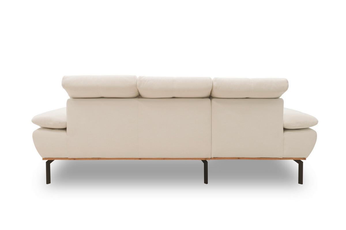 ECKSOFA in Mikrofaser Weiß  242/170 cm  - Wildeiche/Schwarz, Design, Holz/Textil (242/170cm) - MID.YOU