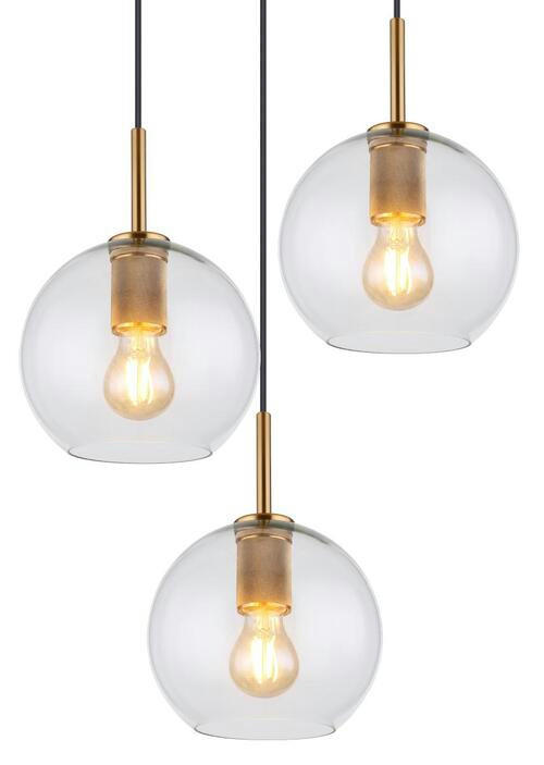 HÄNGLAMPA ADARA 47/120 cm  - klar/mässingsfärgad, Design, metall/glas (47/120cm)