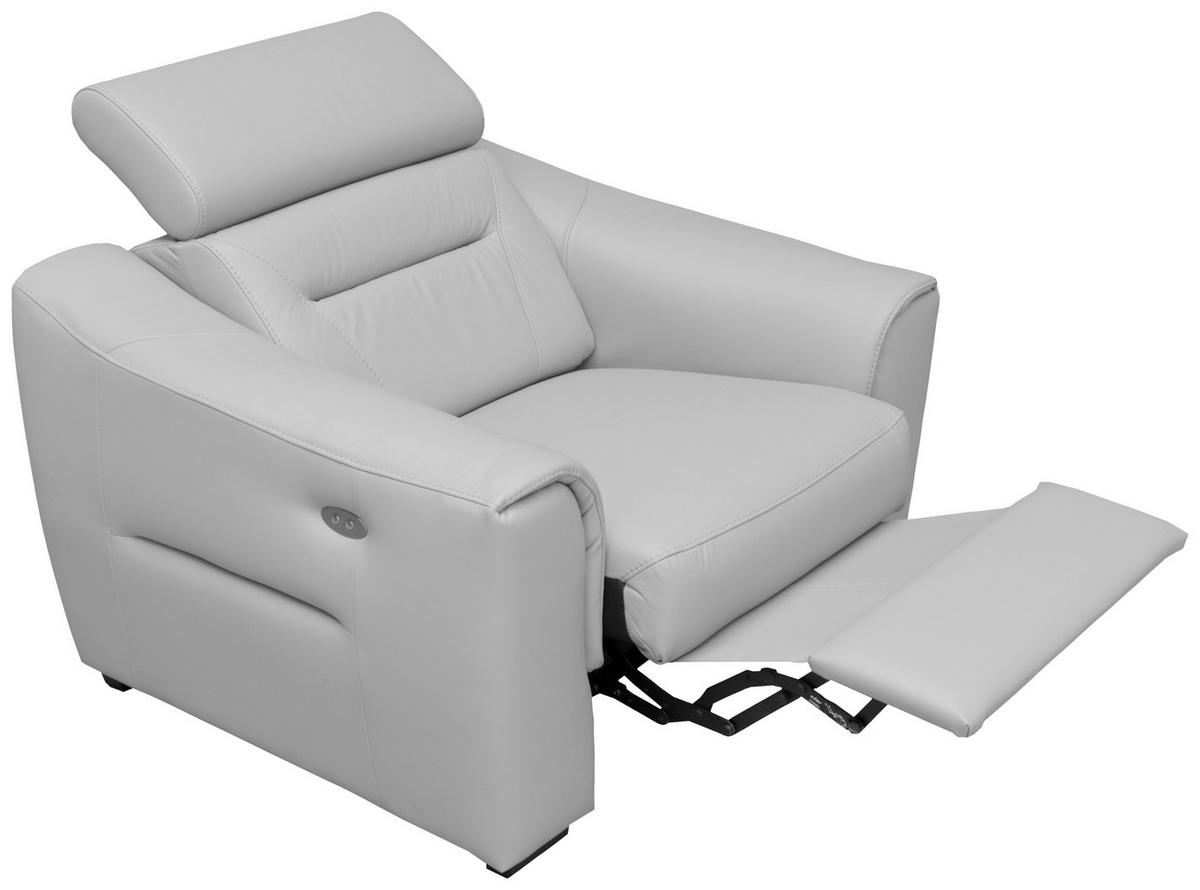 RELAXSESSEL in Textil, Leder Platinfarben  - Platinfarben/Wengefarben, Design, Leder/Holz (100/104/102cm) - Celina Home
