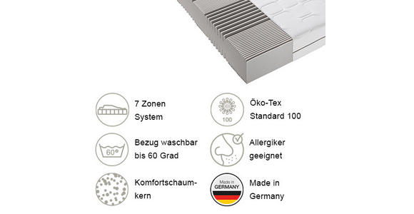 KOMFORTSCHAUMMATRATZE 90/200 cm Höhe ca. 26 cm - Weiß, Basics, Textil (90/200cm) - Xora
