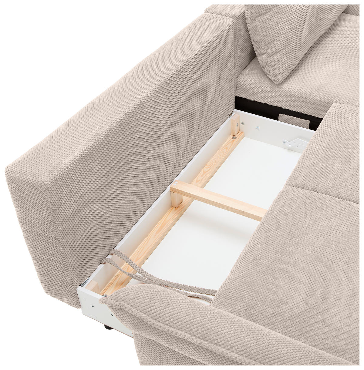 ECKSOFA in Chenille Creme  - Creme/Schwarz, Konventionell, Textil/Metall (255/164cm) - Carryhome