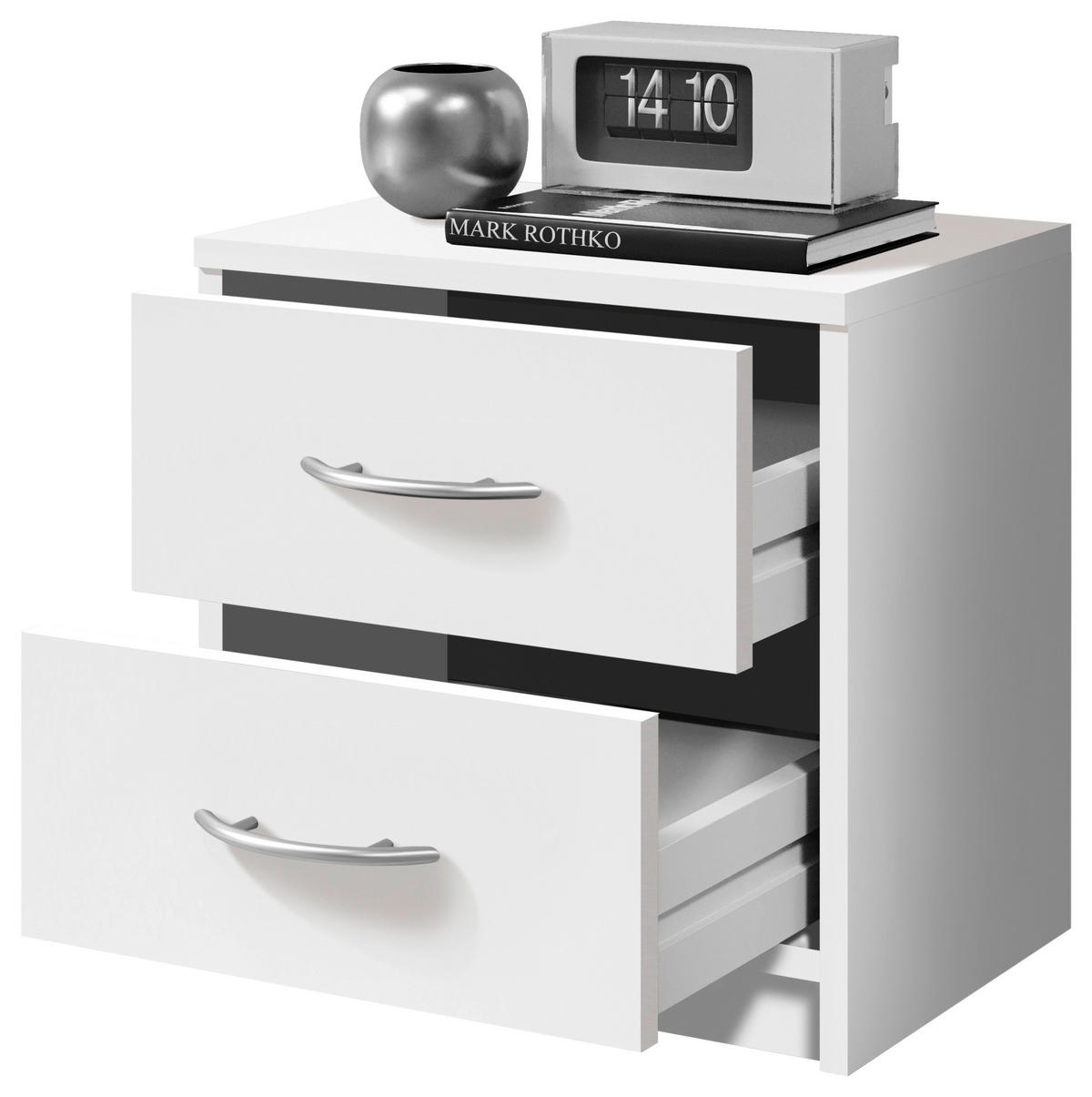 NOČNÍ STOLEK, bílá, 38,5/39/28,2 cm - bílá/šedá, Basics, kompozitní dřevo/plast (38,5/39/28,2cm) - P & B