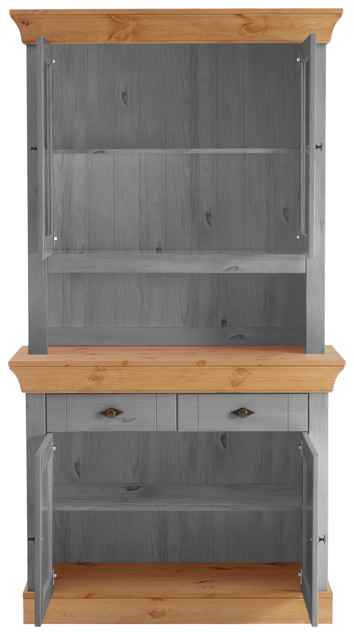 BUFFET 108/197/45 cm  in Grau, Laugenfarbig  - Laugenfarbig/Grau, ROMANTIK / LANDHAUS, Glas/Holz (108/197/45cm) - Boxxx