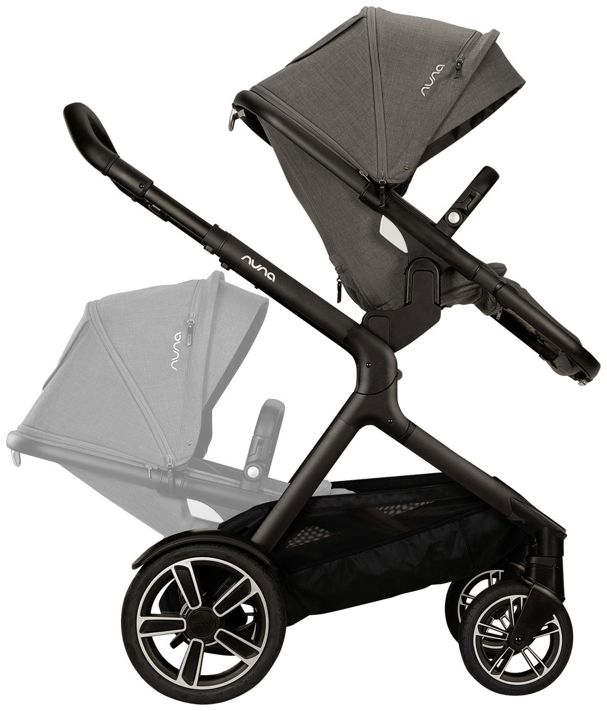 GESCHWISTERWAGEN Demi next  - Schwarz, Basics, Metall (63/123/83cm) - Nuna