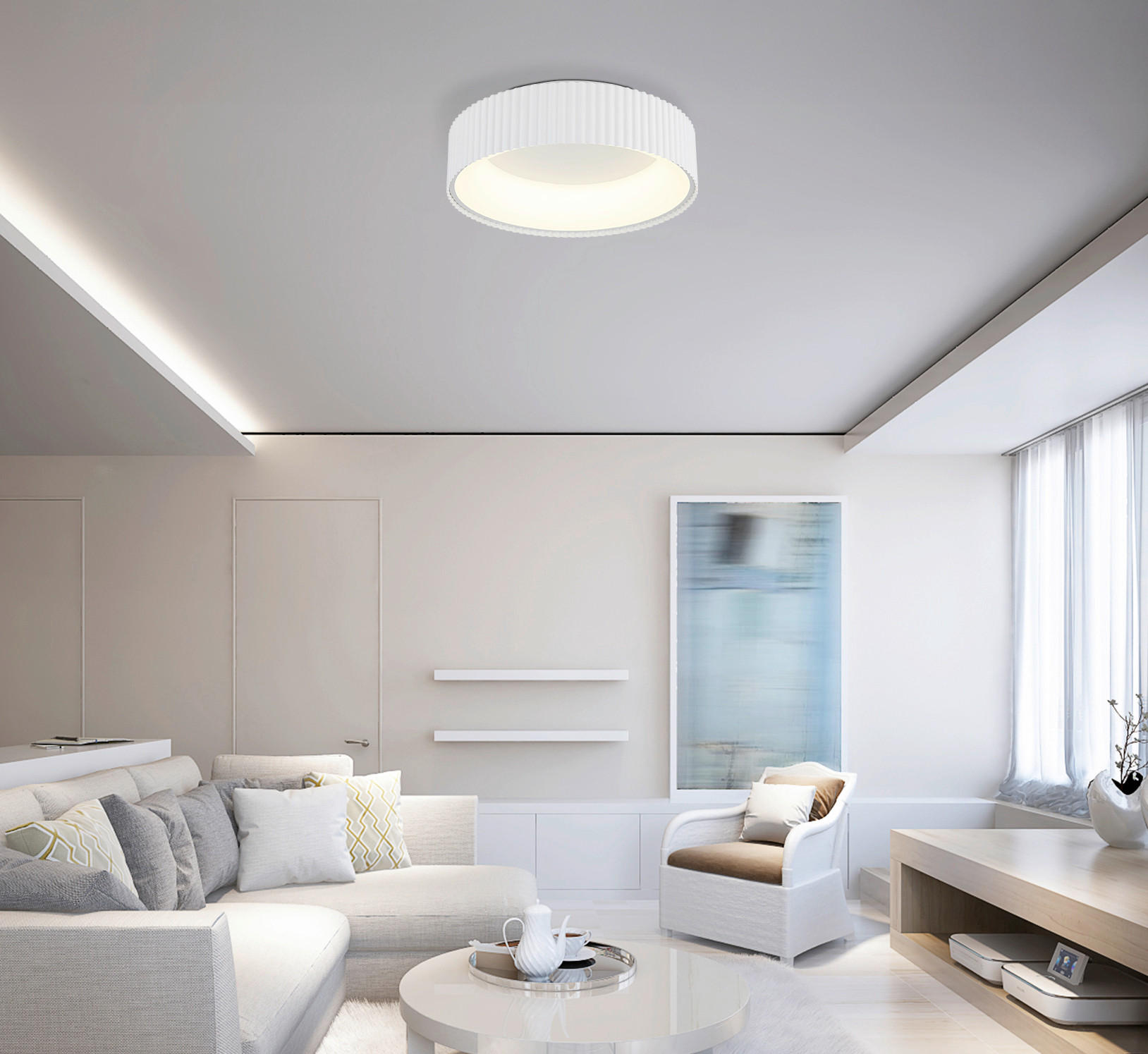 LED-DECKENLEUCHTE 46/13 cm   - Weiß, Basics, Kunststoff/Metall (46/13cm) - Globo