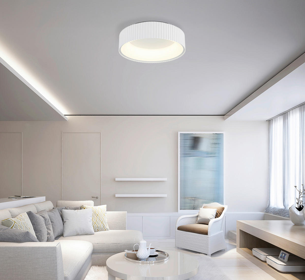 LED-DECKENLEUCHTE 46/13 cm   - Weiß, Basics, Kunststoff/Metall (46/13cm) - Globo
