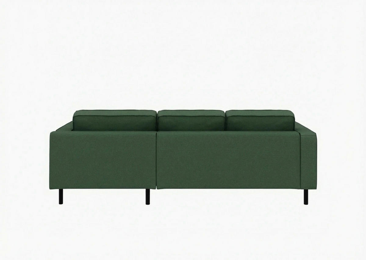 ECKSOFA WATKINS Dunkelgrün Struktur  - Dunkelgrün/Schwarz, MODERN, Textil/Metall (232/161cm) - Trendmanufaktur