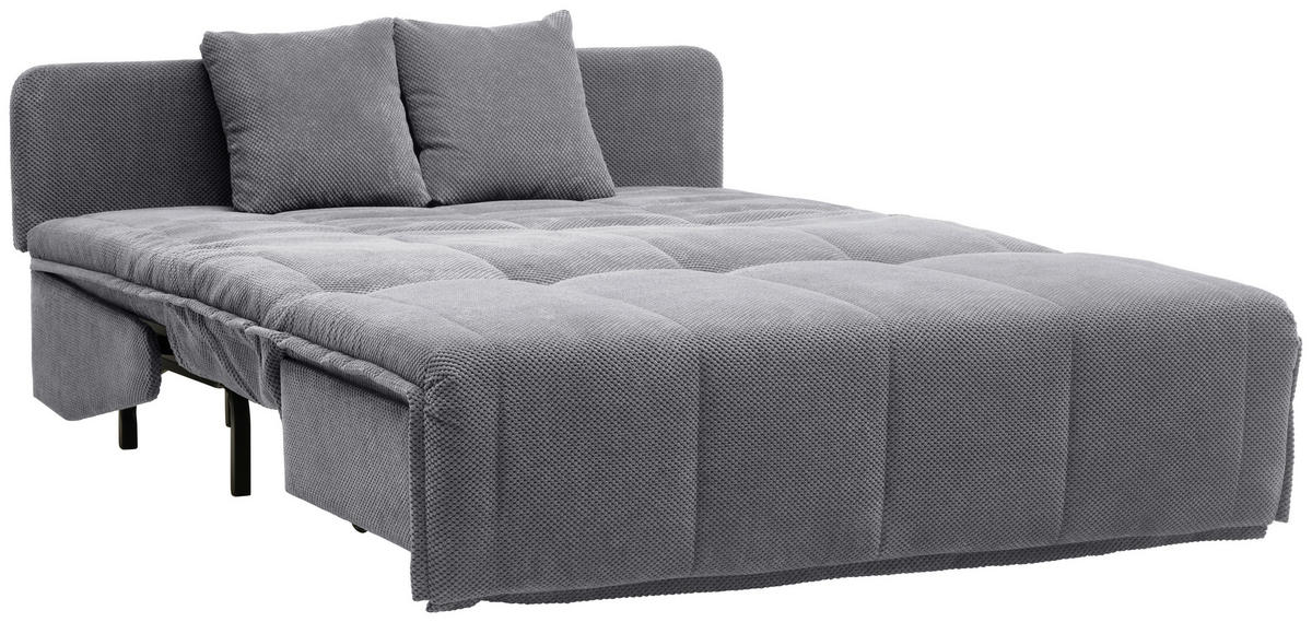 SCHLAFSOFA  mit Liegefunktion Velours Grau  - Schwarz/Grau, Design, Kunststoff/Textil (148/88/110cm) - Livetastic