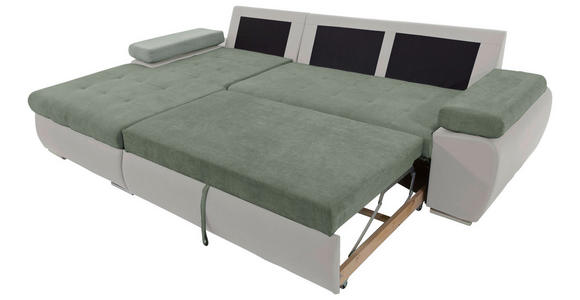 ECKSOFA  in Flachgewebe Weiß, Olivgrün  175/271 cm  - Weiß/Olivgrün, Design, Kunststoff/Textil (175/271cm) - Xora