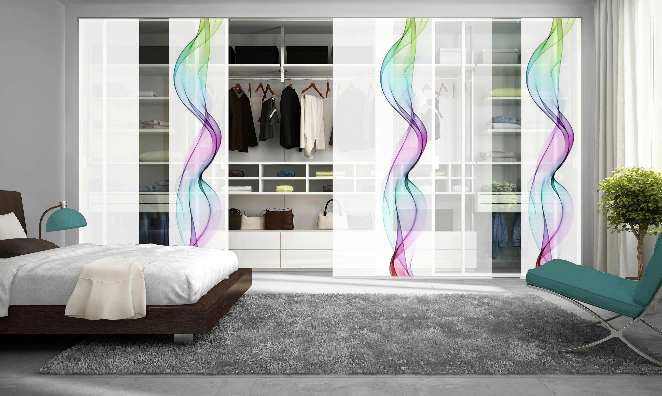 FLÄCHENVORHANG in Multicolor halbtransparent  - Multicolor, Design, Textil (60/245cm)
