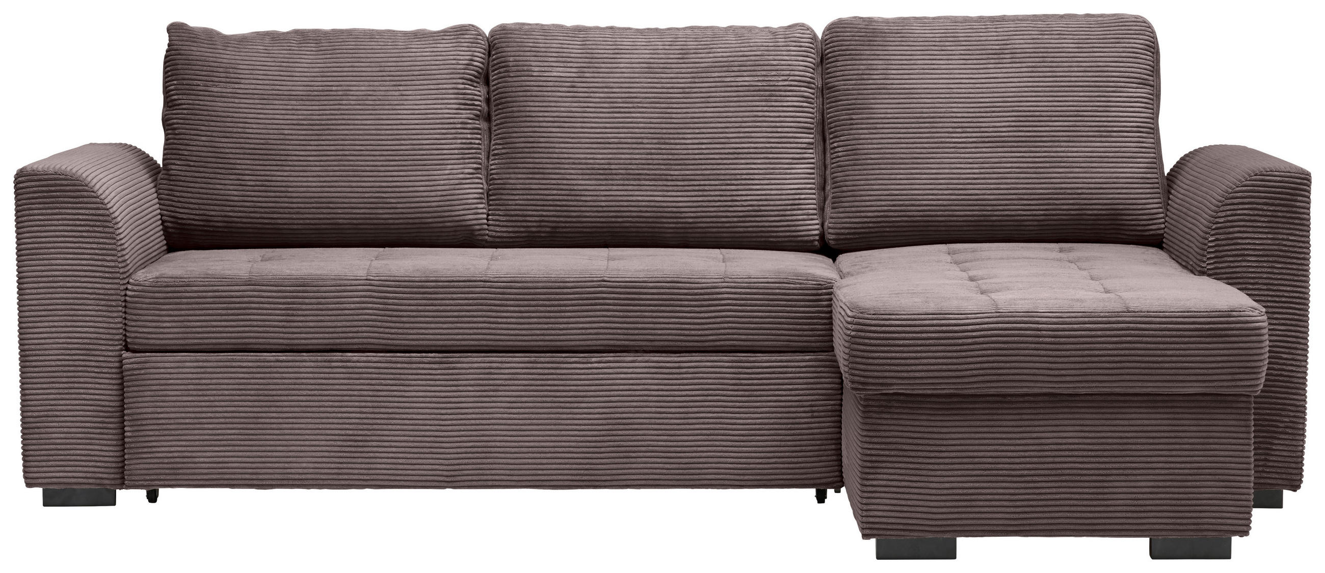 ECKSOFA Braun Cord  - Schwarz/Braun, Design, Kunststoff/Textil (243/155cm) - Xora