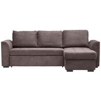 ECKSOFA Braun Cord  - Schwarz/Braun, Design, Kunststoff/Textil (243/155cm) - Xora