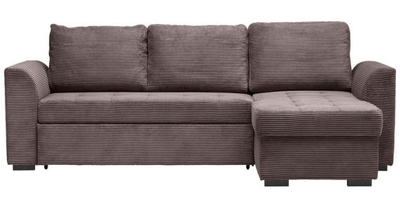 ECKSOFA in Cord Braun  - Schwarz/Braun, Design, Kunststoff/Textil (243/155cm) - Xora