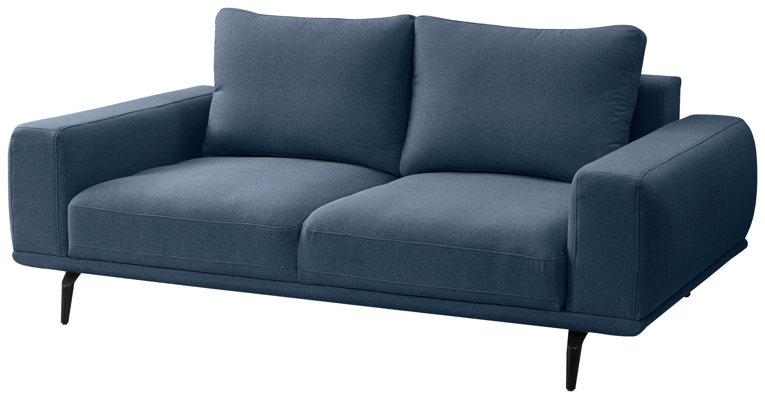 2-SITZER-SOFA Webstoff Dunkelblau  - Schwarz/Dunkelblau, MODERN, Textil/Metall (202/89/115cm) - MID.YOU