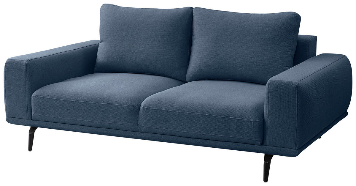 2-SITZER-SOFA in Webstoff Dunkelblau  - Schwarz/Dunkelblau, Modern, Textil/Metall (202/89/115cm) - MID.YOU