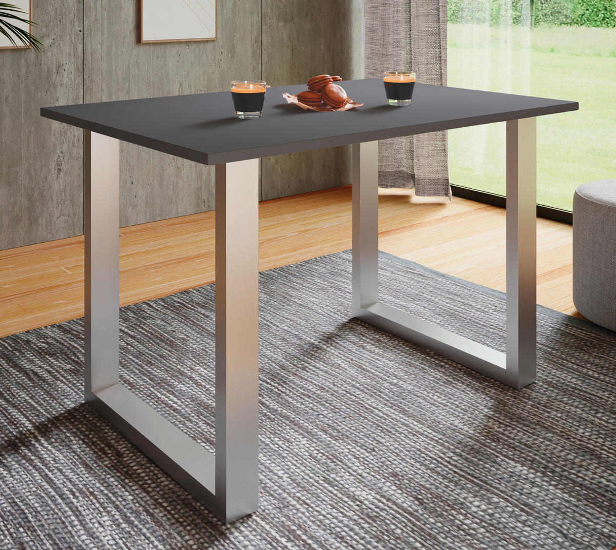 ESSTISCH in Holzwerkstoff 80/50/76 cm   - Anthrazit/Silberfarben, Basics, Holzwerkstoff/Metall (80/50/76cm) - MID.YOU