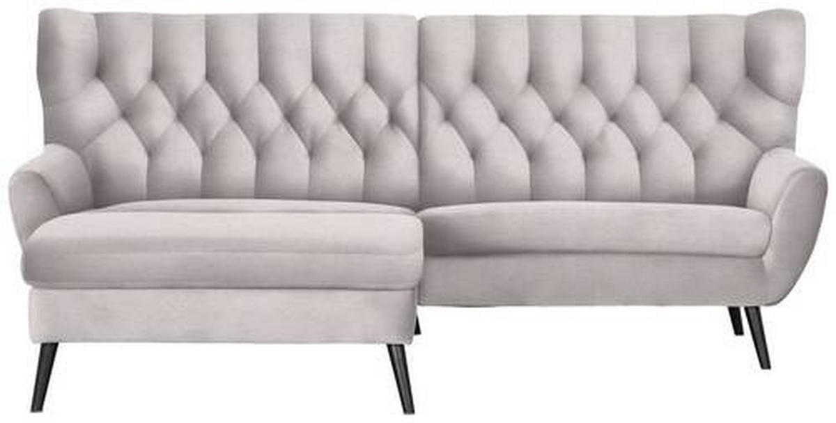 ECKSOFA Beige Flachgewebe  - Beige/Schwarz, Design, Holz/Textil (165/237cm) - Stylife
