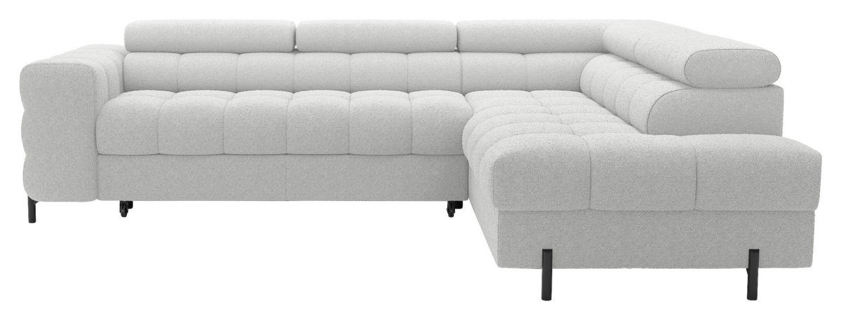 ECKSOFA FERUCCE Grau Teddystoff Bettkasten, Kopfteilverstellung  - Schwarz/Grau, Design, Textil/Metall (276/200cm) - MID.YOU
