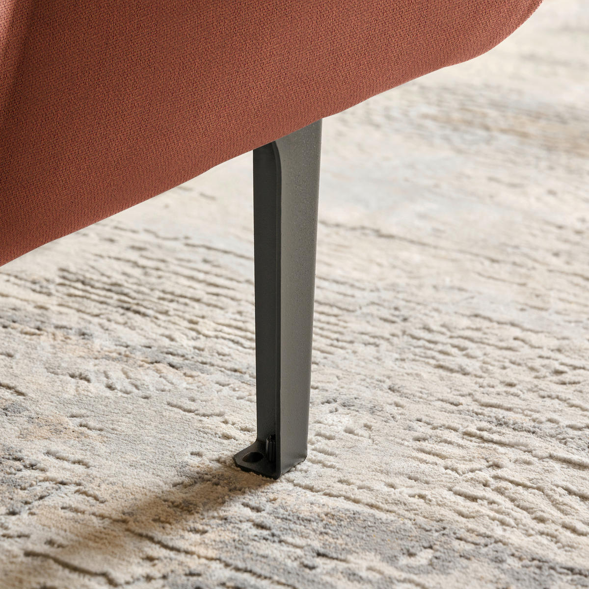 ECKSOFA in Chenille Cognac  167/311 cm  - Cognac/Schwarz, Design, Textil/Metall (167/311cm) - Xora