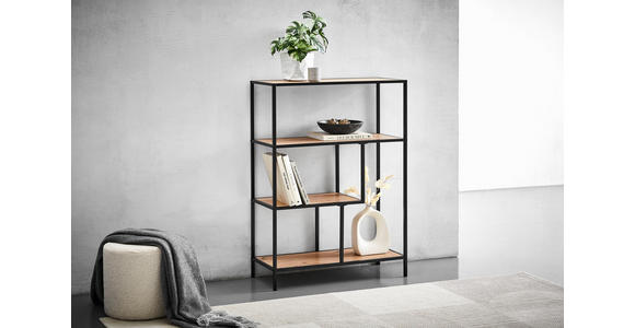 REGAL  77/115/33 cm Schwarz, Eichefarben  - Eichefarben/Schwarz, Trend, Holzwerkstoff/Metall (77/115/33cm) - Xora