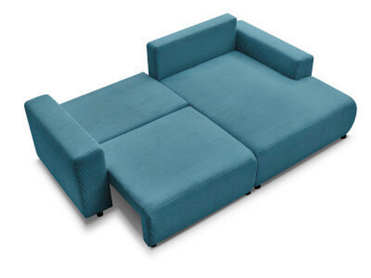 ECKSOFA Ottomane rechts  ATILLA Hellblau Cord  - Schwarz/Hellblau, MODERN, Kunststoff/Textil (244/149cm)