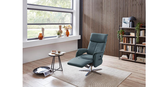 RELAXSESSEL in Leder Blaugrau - Edelstahlfarben/Blaugrau, Design, Leder/Metall (70/124/85cm) - Cantus