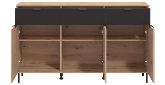 KOMMODE  in 157/92,5/40 cm  - Schwarz/Eiche Artisan, Basics, Holzwerkstoff/Metall (157/92,5/40cm) - Carryhome