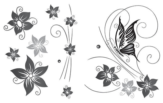 WANDTATTOO  - Schwarz/Weiß, ROMANTIK / LANDHAUS, Kunststoff (25/35cm) - Euroart