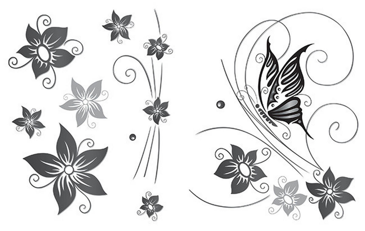 WANDTATTOO  - Schwarz/Weiß, ROMANTIK / LANDHAUS, Kunststoff (25/35cm) - Euroart