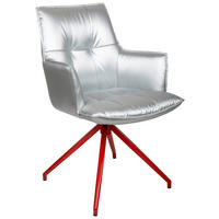 ARMLEHNSTUHL  in Eisen Lederlook  - Rot/Silberfarben, Design, Textil/Metall (59/89,5/63cm) - Novel