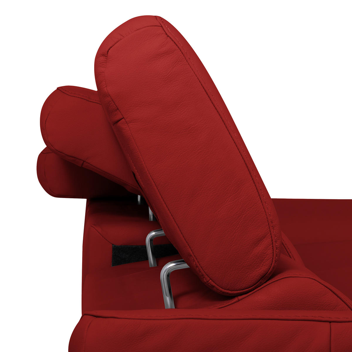 ECKSOFA Rot Echtleder Lederlook Rücken echt, Armteilverstellung, Relaxfunktion, Kopfteilverstellung  - Rot/Schwarz, Design, Leder/Textil (252/179cm) - Livetastic