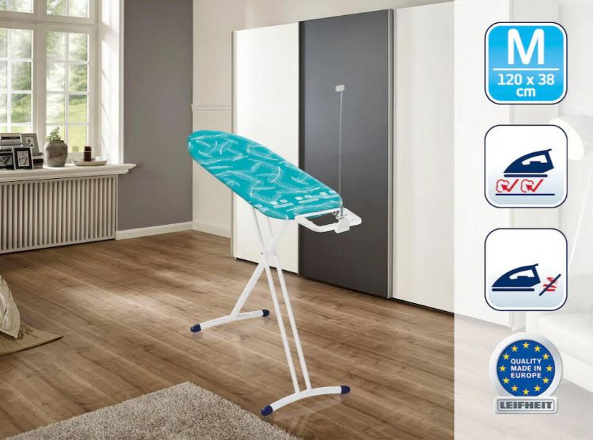 BÜGELBRETT - Türkis, Basics, Textil (120/38cm) - Leifheit