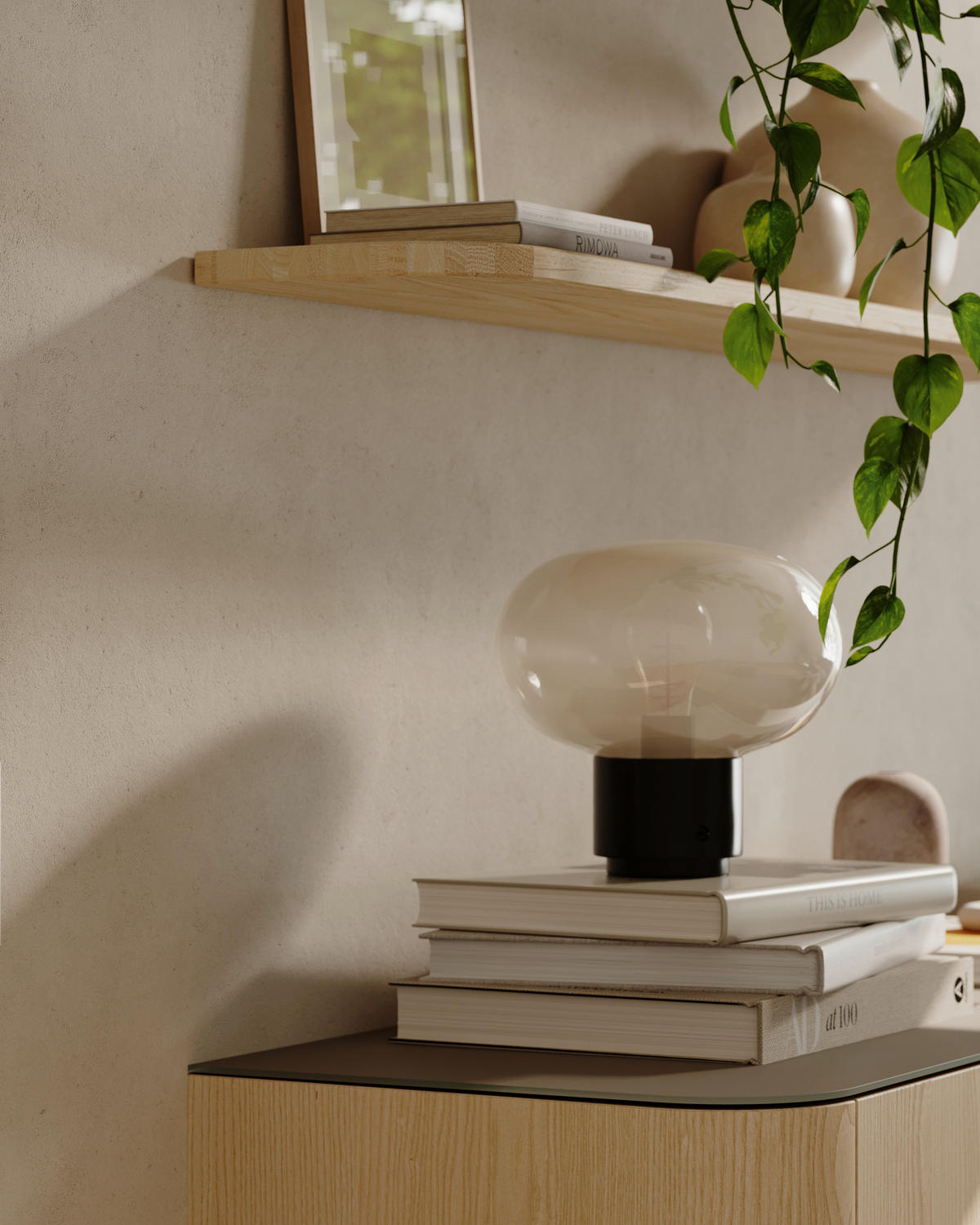 SIDEBOARD Eschefarben, Greige  216/68/37 cm  - Greige/Eschefarben, Natur, Glas/Holz (216/68/37cm) - Walden