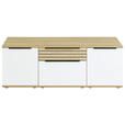 LOWBOARD Weiß, Eichefarben 150/54/45 cm - Eichefarben/Schwarz, KONVENTIONELL, Holzwerkstoff/Kunststoff (150/54/45cm) - Venda