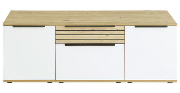 LOWBOARD Weiß, Eichefarben 150/54/45 cm - Eichefarben/Schwarz, KONVENTIONELL, Holzwerkstoff/Kunststoff (150/54/45cm) - Venda