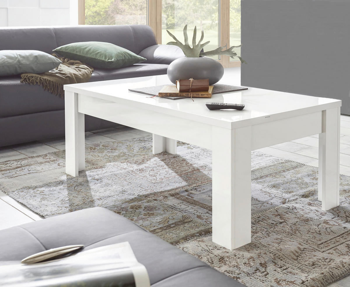 COUCHTISCH Weiß Hochglanz  - Weiß Hochglanz, Design, Holzwerkstoff (122/45/65cm) - MID.YOU