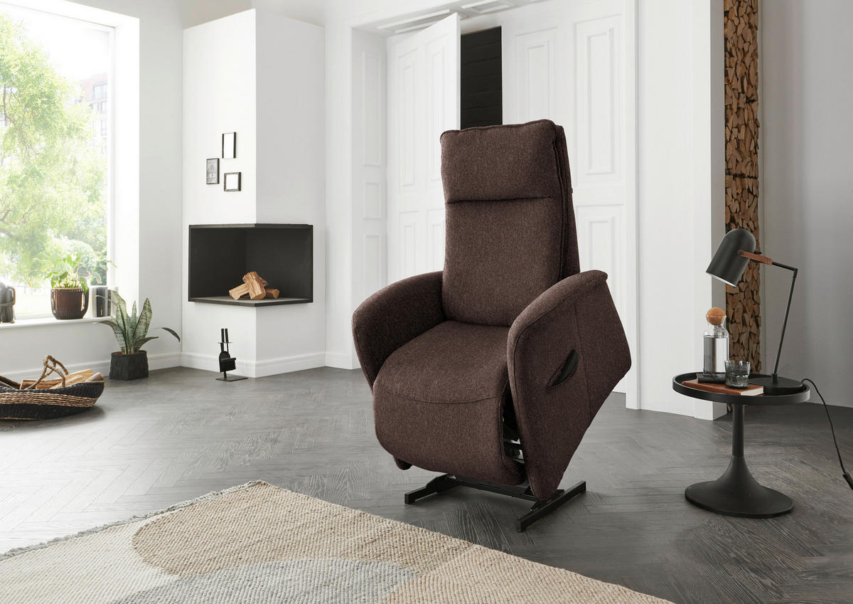 FERNSEHSESSEL in Chenille Dunkelbraun  - Dunkelbraun, Konventionell, Kunststoff/Textil (79-83/108/87cm) - Valdera
