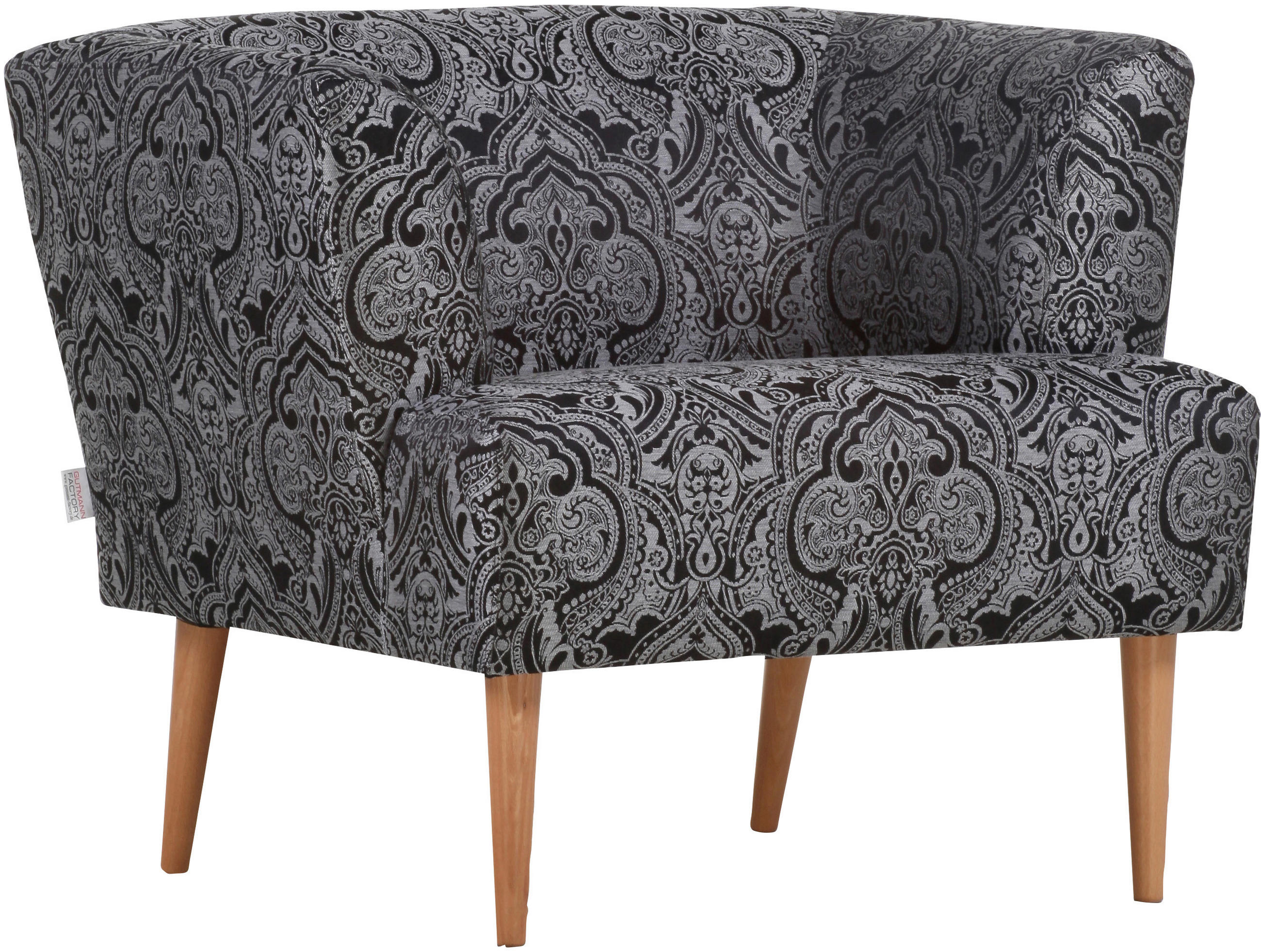 FÅTÖLJ i textil grå, svart  - bokfärgad/grå, Design, trä/textil (85/71/80cm) - MID.YOU