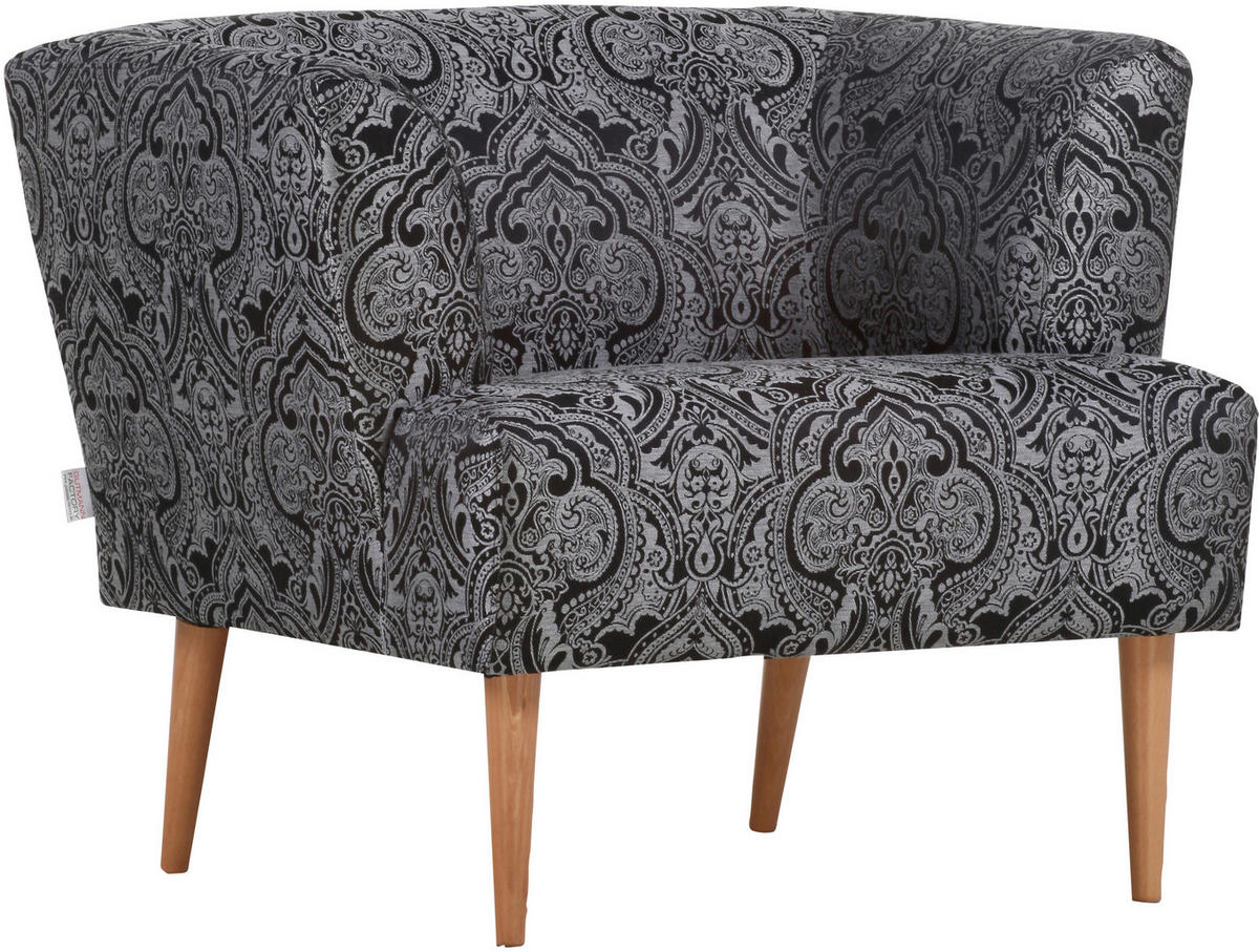 FÅTÖLJ i textil grå, svart  - bokfärgad/grå, Design, trä/textil (85/71/80cm) - MID.YOU