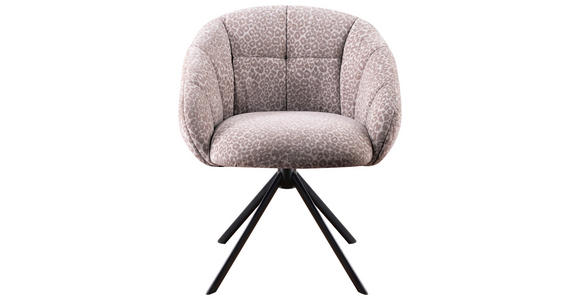 ARMLEHNSTUHL  Sitzfläche 360° drehbar Webstoff  - Beige/Hellgrau, Design, Textil/Metall (64/84/65cm) - Novel